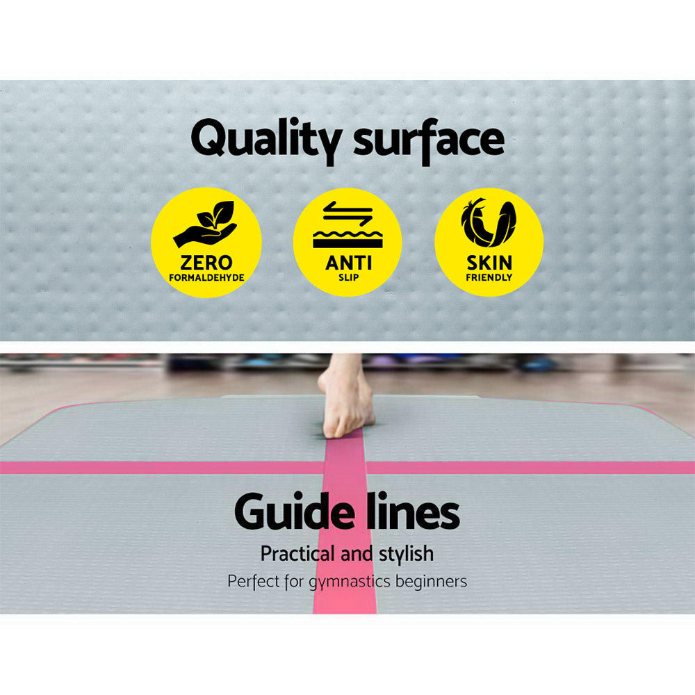 Everfit 3M Inflatable Air Track Mat with Electric Pump - Pink Tumbling Gymnastics Set