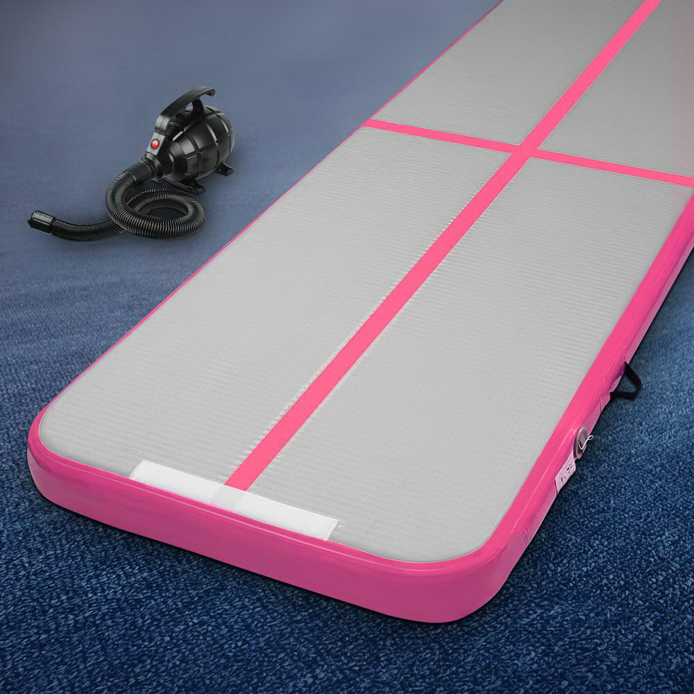 Everfit 3M Inflatable Air Track Mat with Electric Pump - Pink Tumbling Gymnastics Set