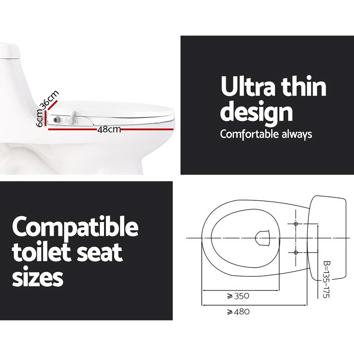 Cefito Adjustable Manual Bidet Toilet Seat with Self-Cleaning Nozzles