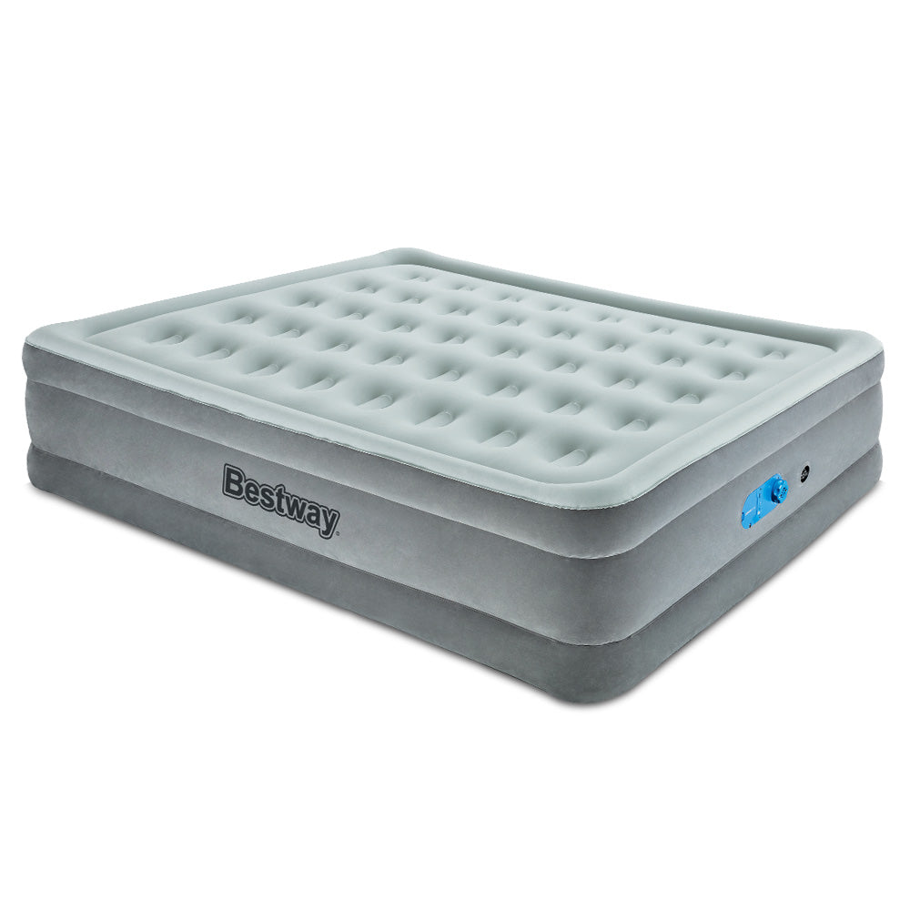 Queen-Sized Bestway Inflatable Air Mattress with Built-In Pump for Convenient Sleeping