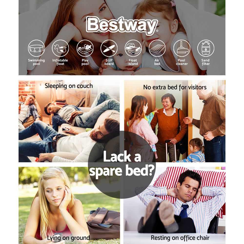 Queen-Sized Bestway Inflatable Air Mattress with Built-In Pump for Convenient Sleeping