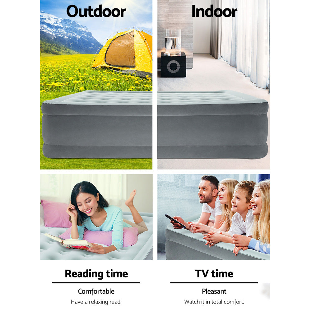 Queen-Sized Bestway Inflatable Air Mattress with Built-In Pump for Convenient Sleeping