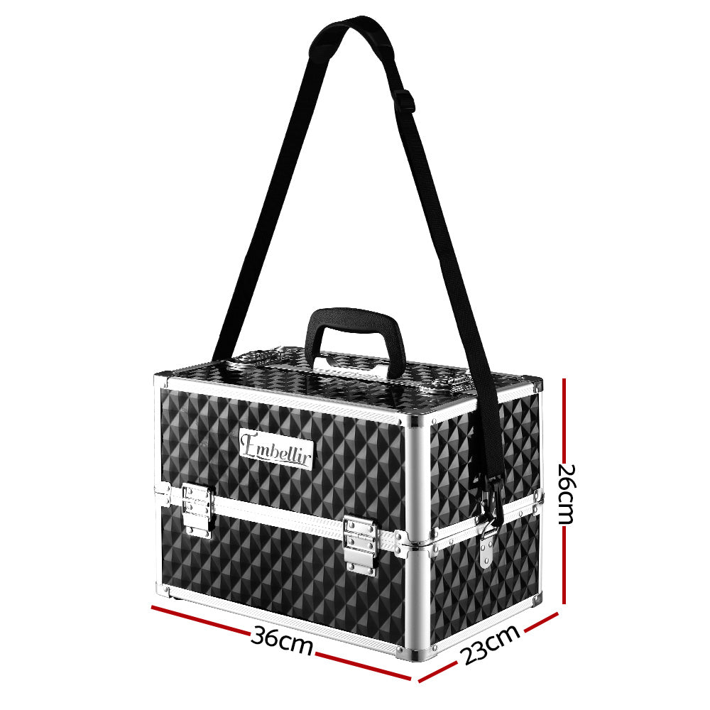 Diamond Black Portable Beauty Makeup Organizer Case