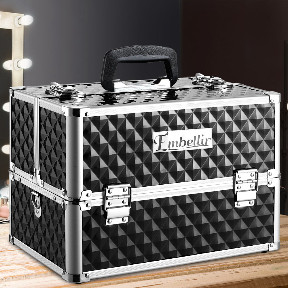 Diamond Black Portable Beauty Makeup Organizer Case