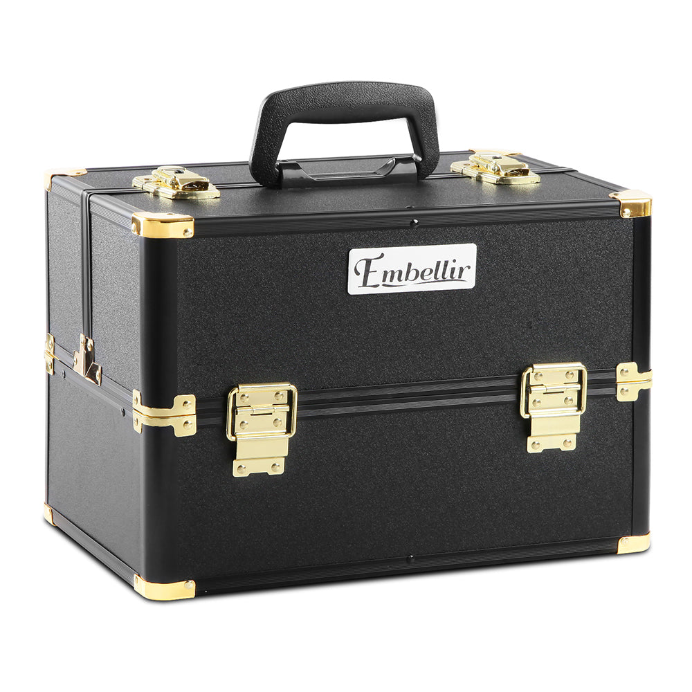 Diamond Luxe Portable Makeup Organizer - Black & Gold