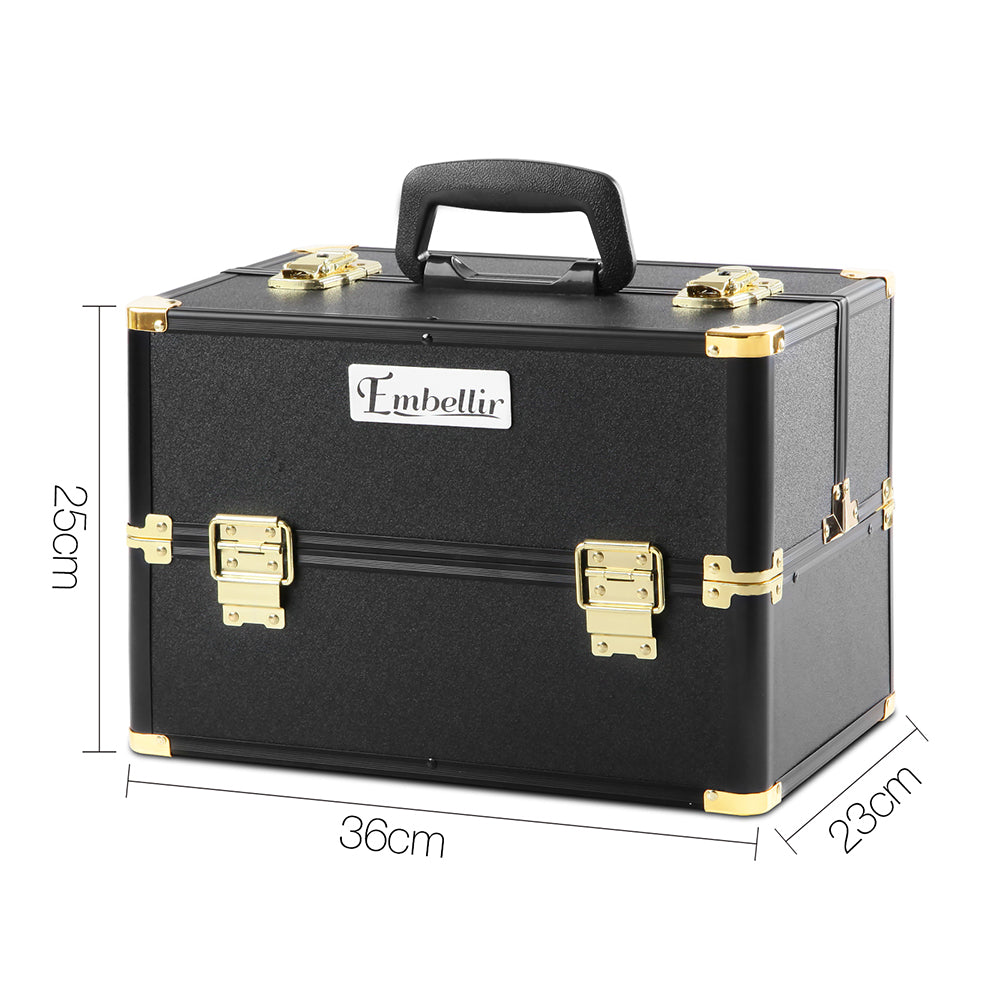 Diamond Luxe Portable Makeup Organizer - Black & Gold