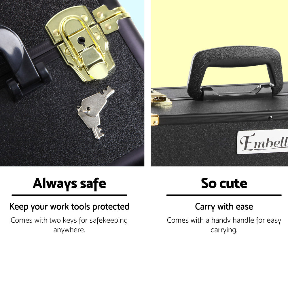 Diamond Luxe Portable Makeup Organizer - Black & Gold