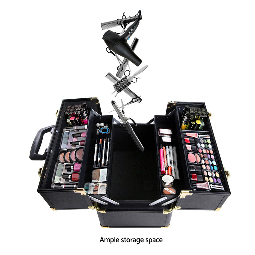 Diamond Luxe Portable Makeup Organizer - Black & Gold