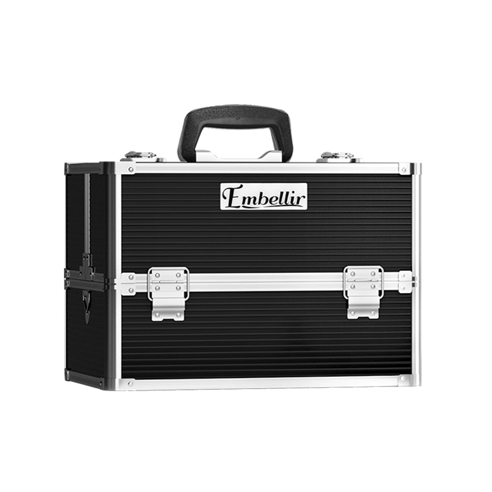 Sleek Black Travel Makeup Organizer Case