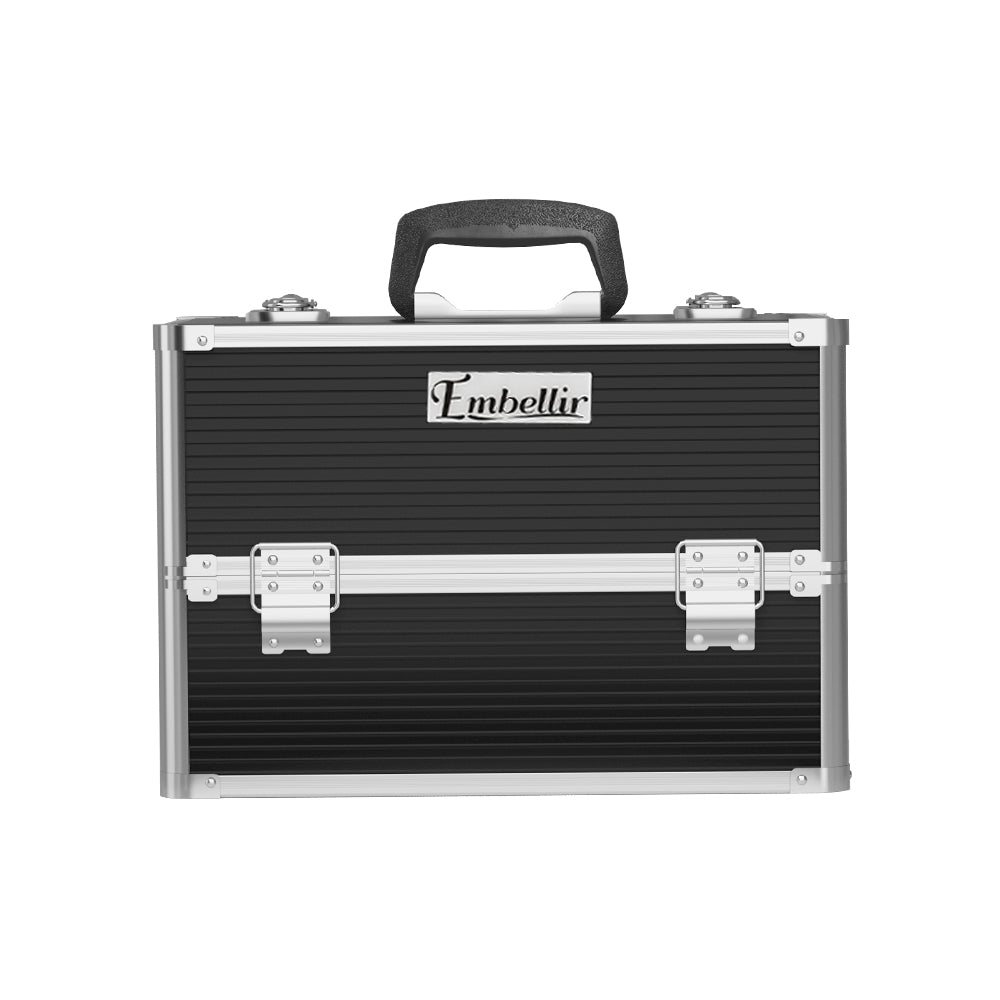 Sleek Black Travel Makeup Organizer Case