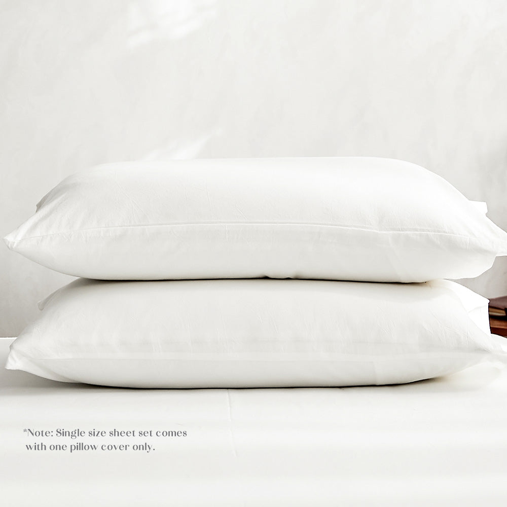 Cosy Club Sheet Set Bed Sheets Set Queen Flat Cover Pillow Case White Essential