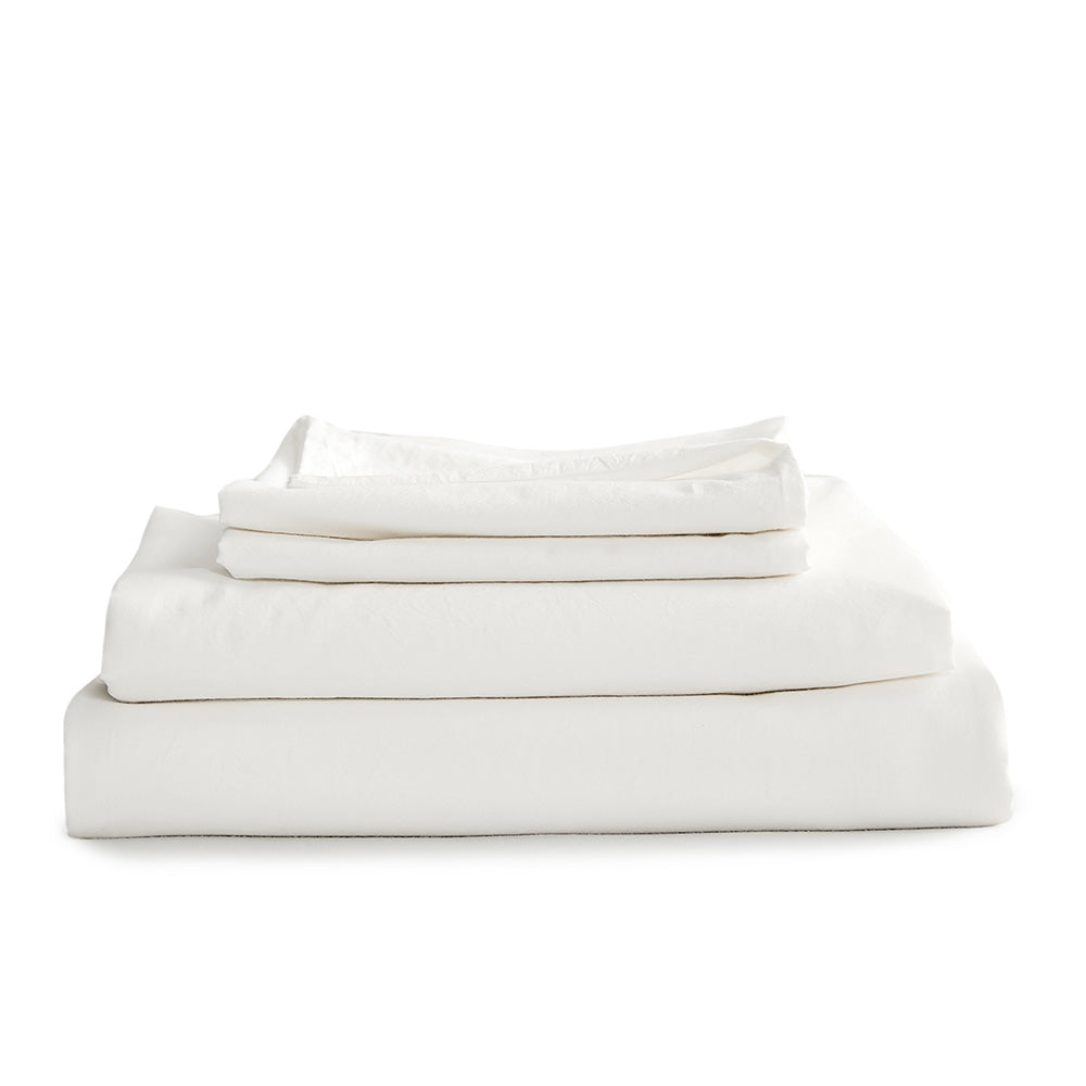 Cosy Club Sheet Set Bed Sheets Set Queen Flat Cover Pillow Case White Essential