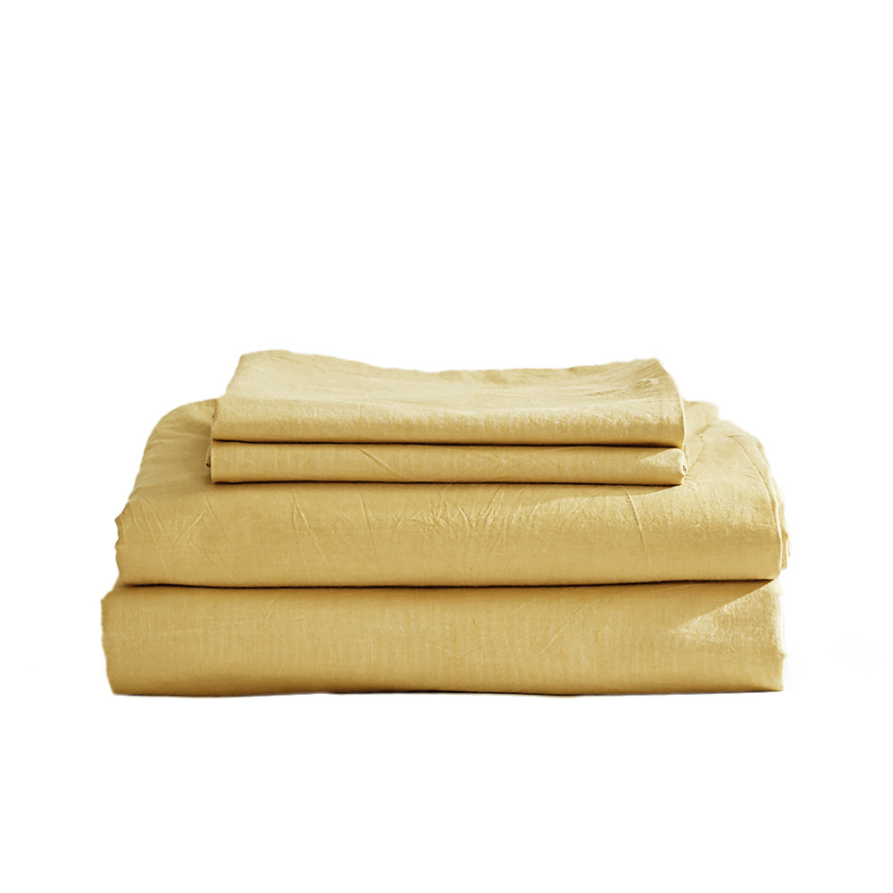 Cosy Club Sheet Set Bed Sheets Set Queen Flat Cover Pillow Case Yellow Essential
