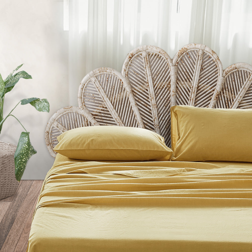 Cosy Club Sheet Set Bed Sheets Set Queen Flat Cover Pillow Case Yellow Essential