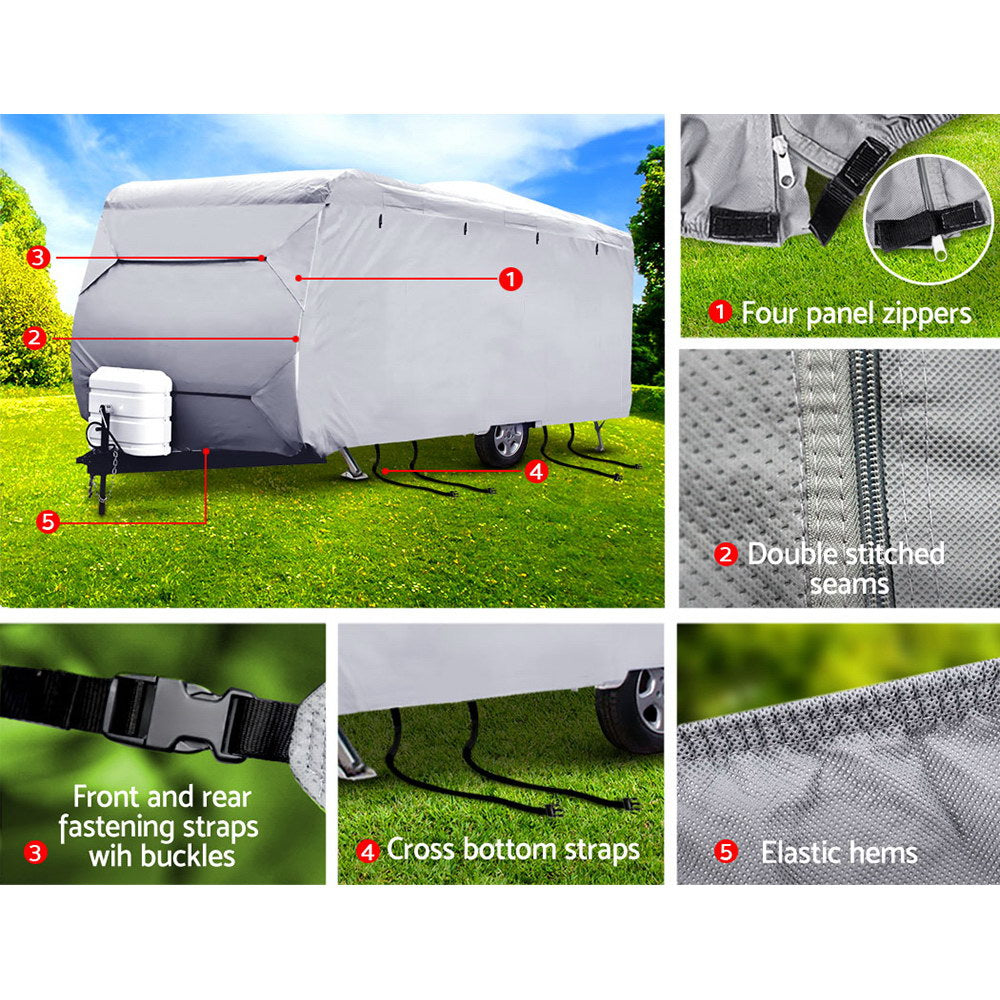 Premium 4-Layer Waterproof Caravan Cover for 16-18ft Campervans - UV Resistant and Breathable Protection