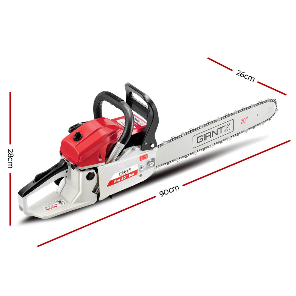 58CC Heavy-Duty Commercial Petrol Chainsaw - Red & White