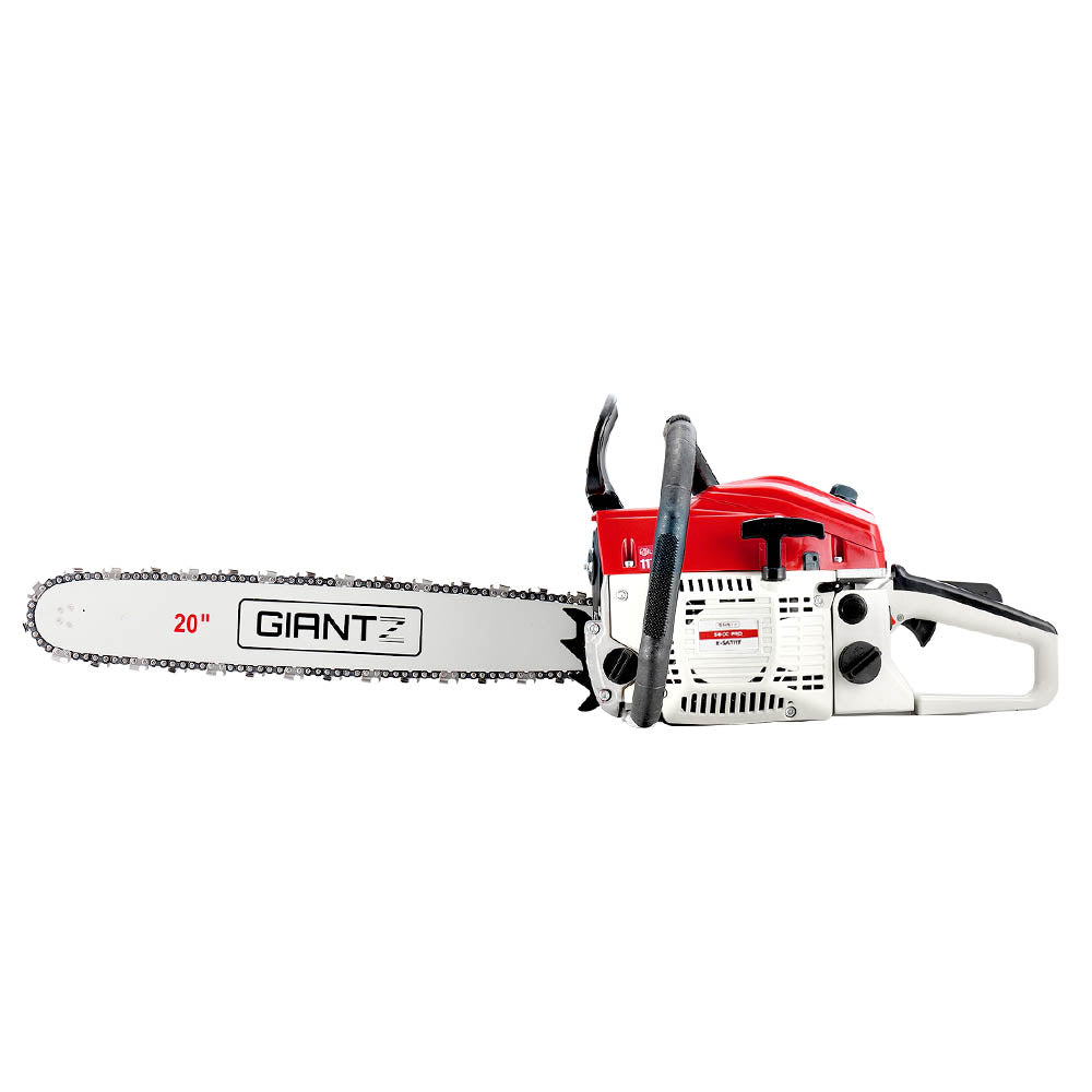 58CC Heavy-Duty Commercial Petrol Chainsaw - Red & White