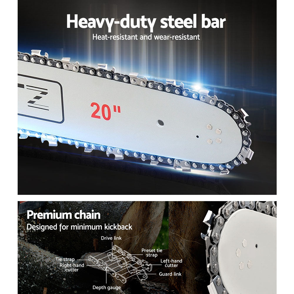 58CC Heavy-Duty Commercial Petrol Chainsaw - Red & White