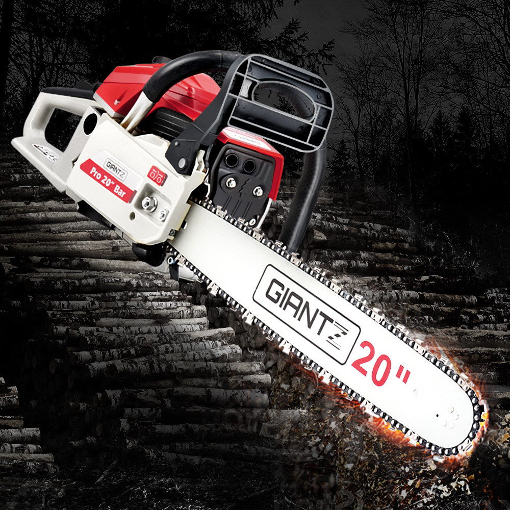 58CC Heavy-Duty Commercial Petrol Chainsaw - Red & White