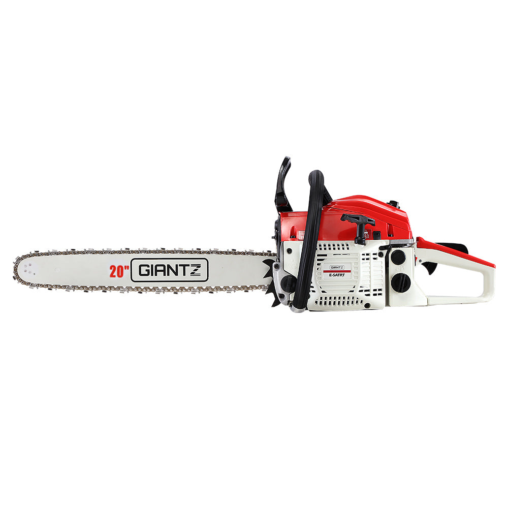 Giantz Chainsaw Petrol 52CC 20" Bar Commercial E-Start Pruning Chain Saw White,Giantz Chainsaw Petro