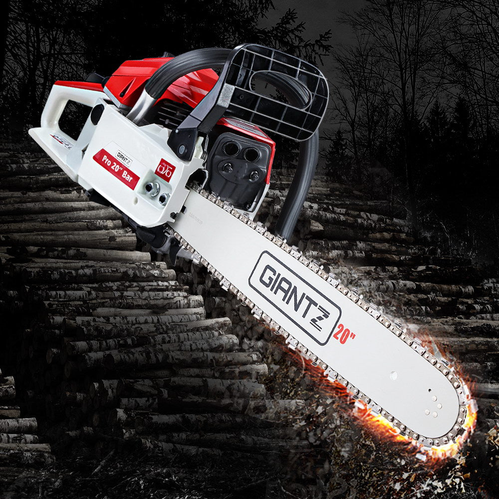 Giantz Chainsaw Petrol 52CC 20" Bar Commercial E-Start Pruning Chain Saw White,Giantz Chainsaw Petro