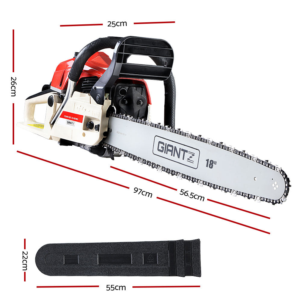 Giantz Chainsaw Petrol 75CC 18 Bar Commercial E-Start Pruning Chain Saw