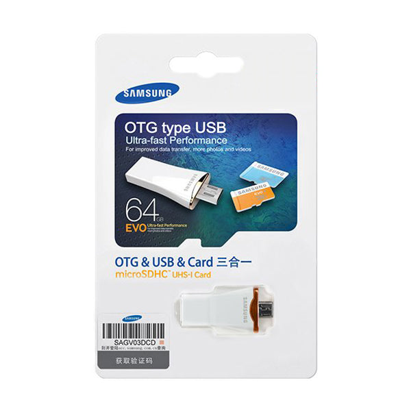 Samsung micro SDXC UHS-I Card OTG 64GB on the go type USB OTG & USB & Card 3 in 1 (CV-OE064GA00)