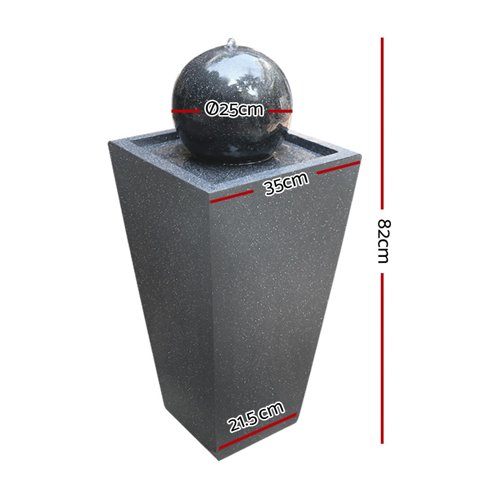 Gardeon Elegant Black Solar Water Fountain with Illuminating LED Lights