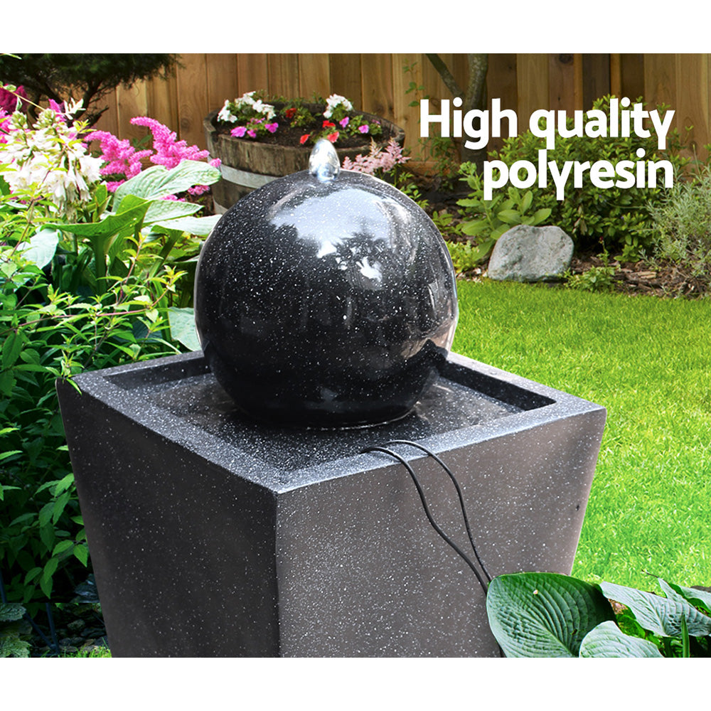 Gardeon Elegant Black Solar Water Fountain with Illuminating LED Lights
