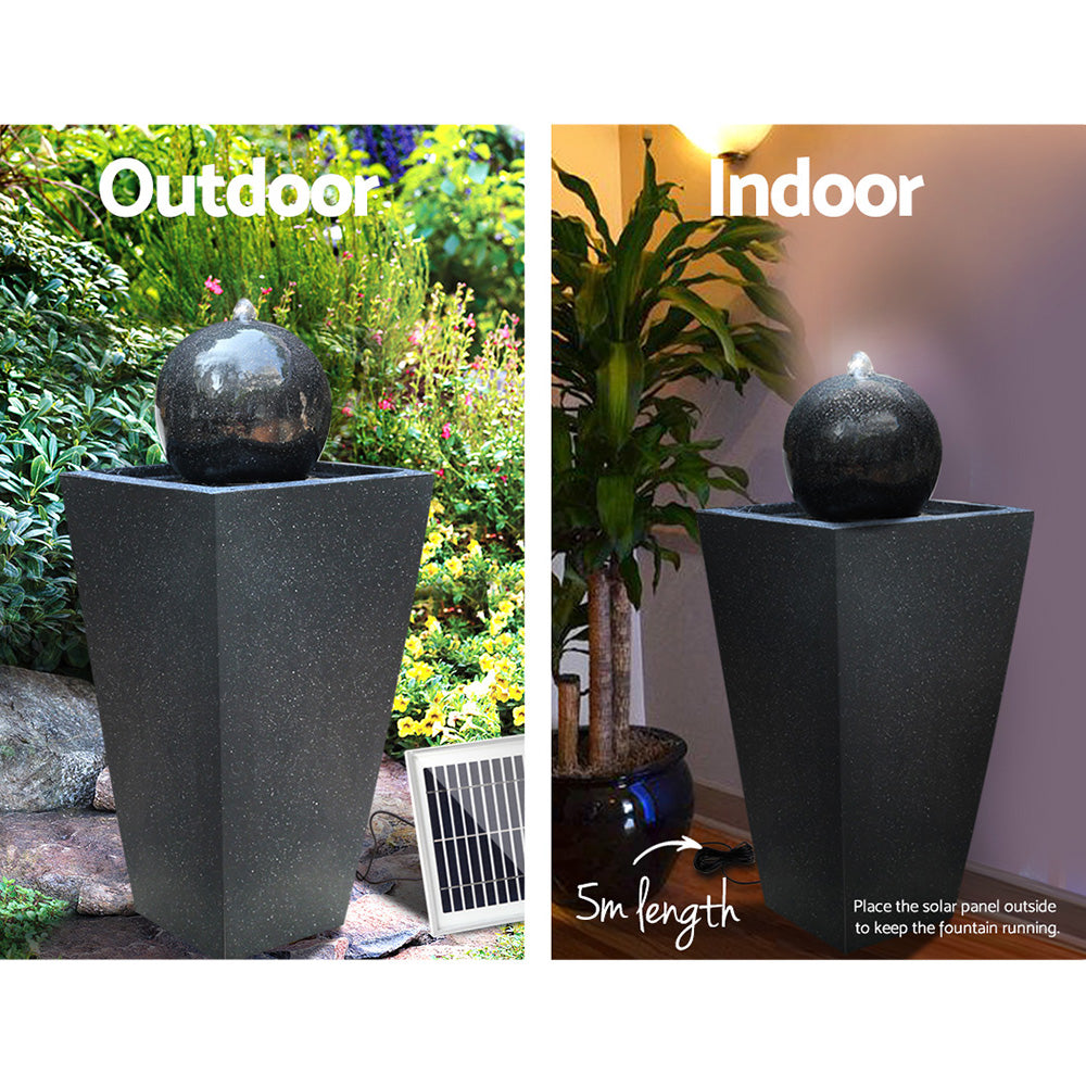 Gardeon Elegant Black Solar Water Fountain with Illuminating LED Lights