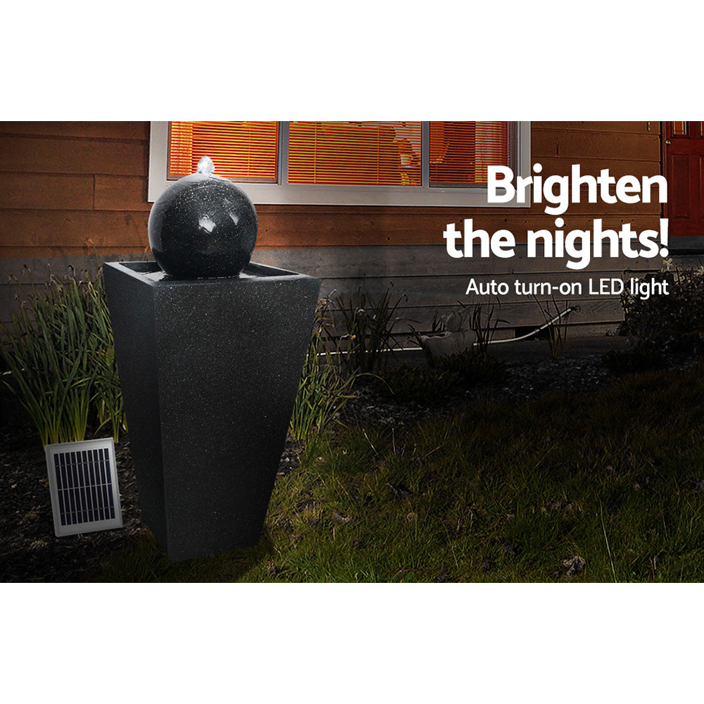 Gardeon Elegant Black Solar Water Fountain with Illuminating LED Lights