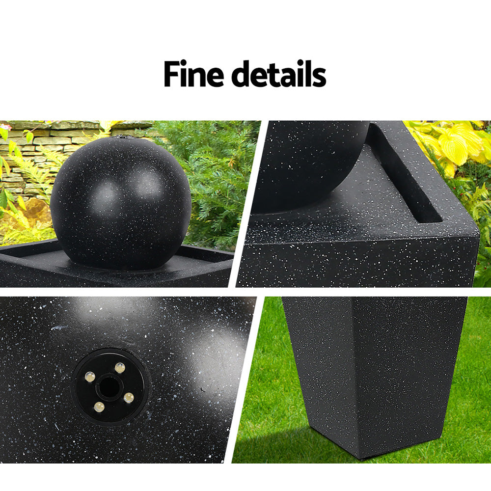 Gardeon Elegant Black Solar Water Fountain with Illuminating LED Lights