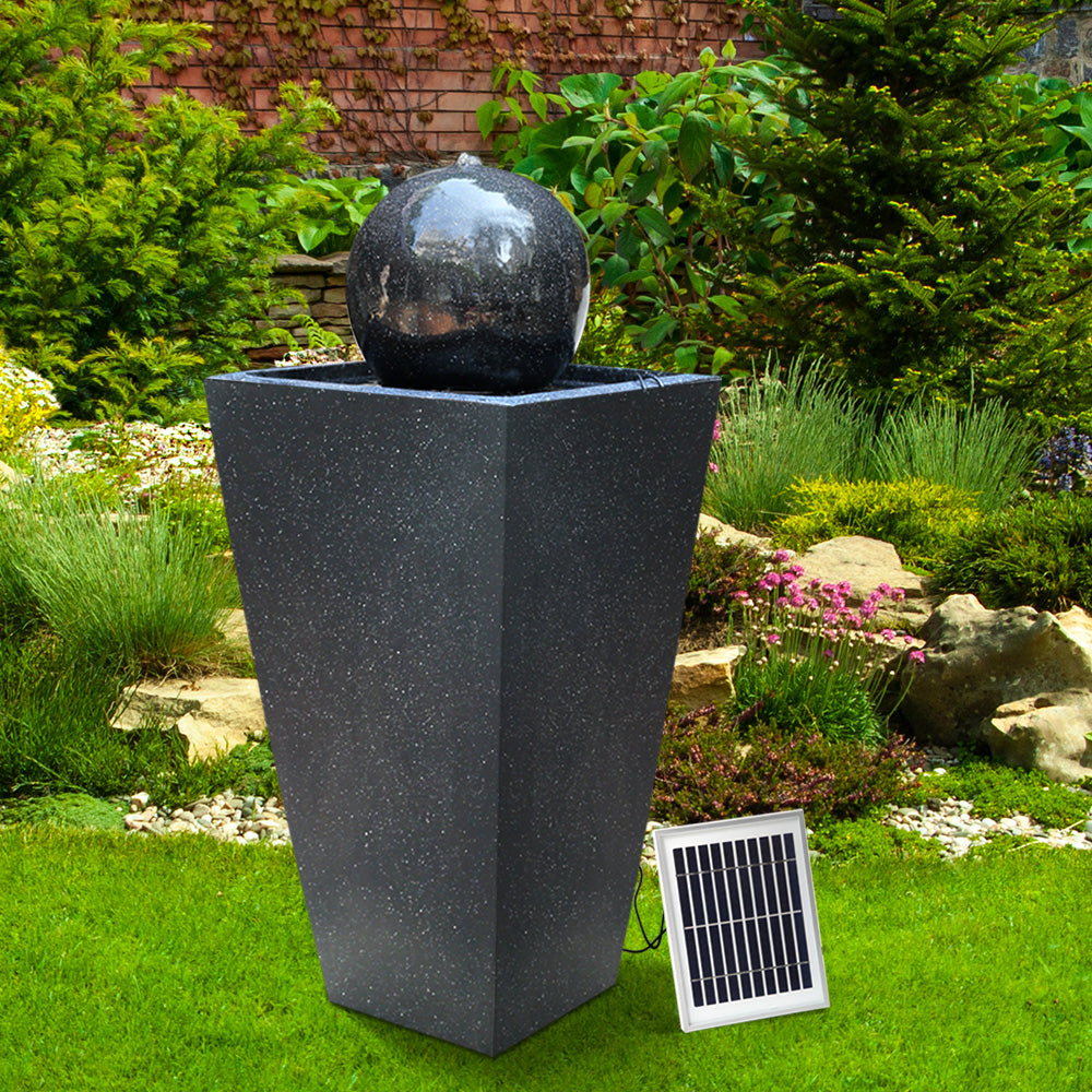 Gardeon Elegant Black Solar Water Fountain with Illuminating LED Lights