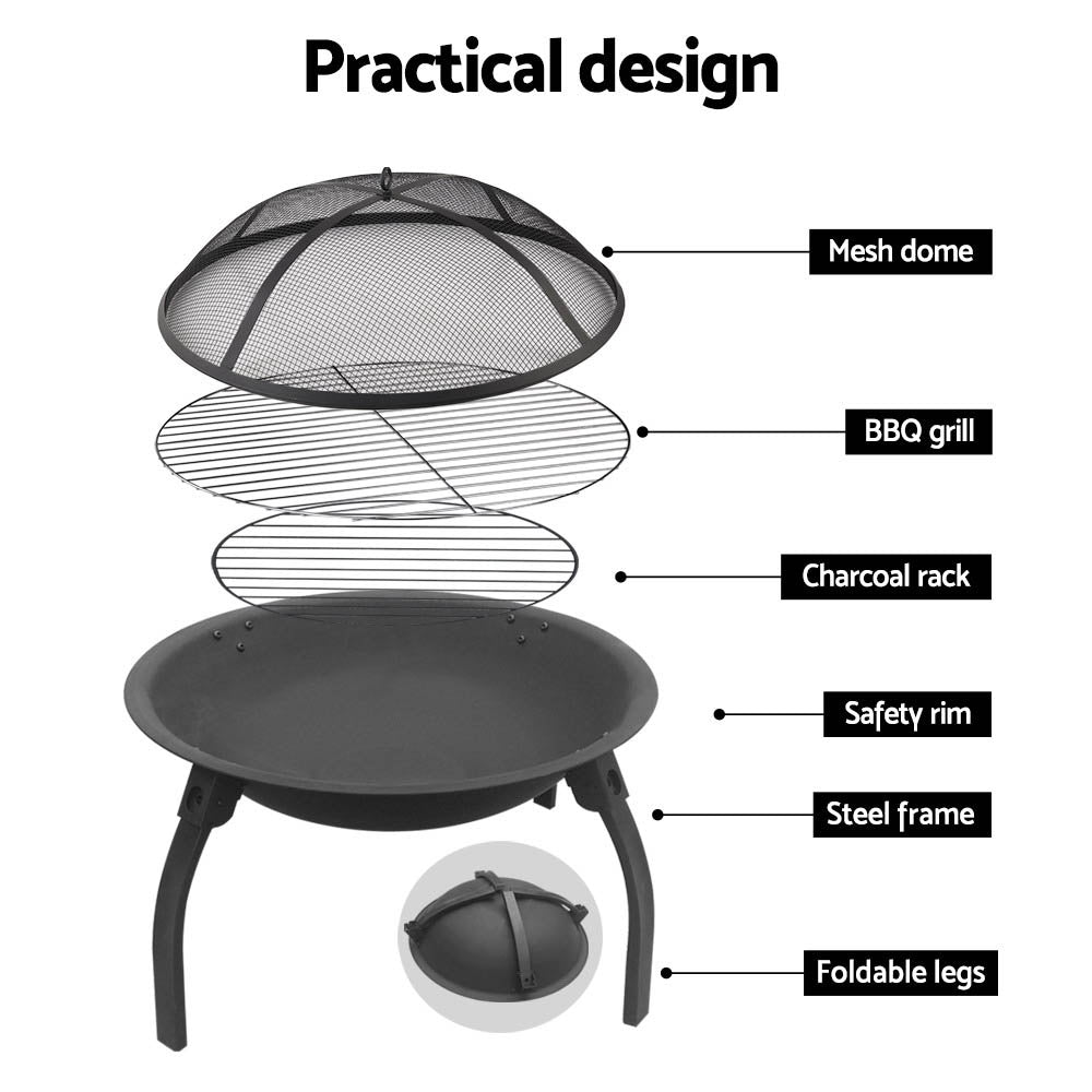 Portable 22 Charcoal Smoker and Fire Pit for Outdoor Cooking and Camping