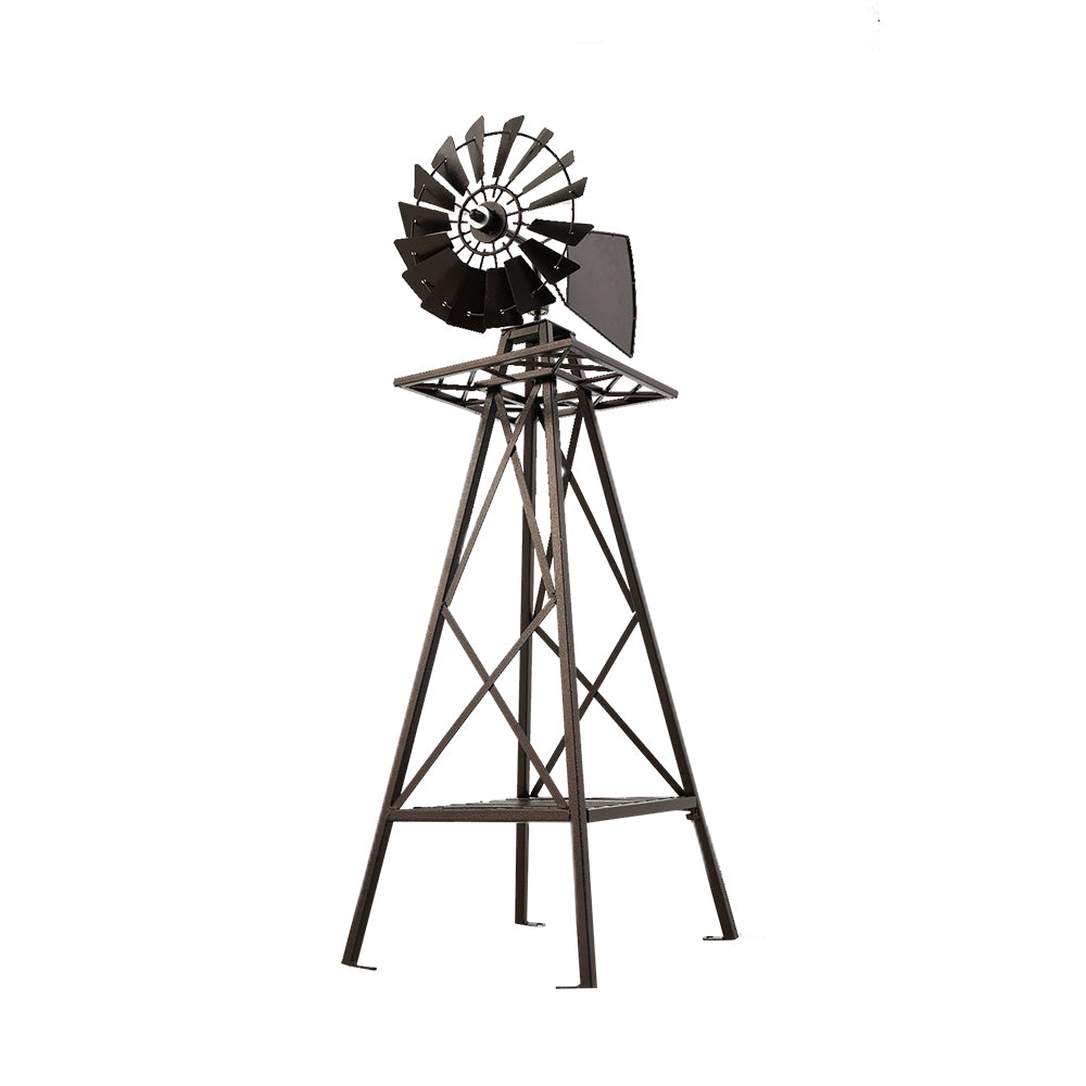 Bronze Accented 120cm Garden Windmill - Decorative Metal Weathervane for Outdoor Spaces