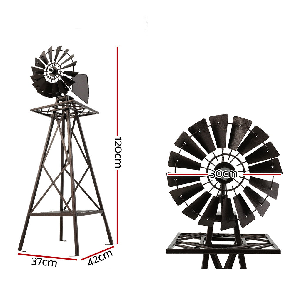 Bronze Accented 120cm Garden Windmill - Decorative Metal Weathervane for Outdoor Spaces