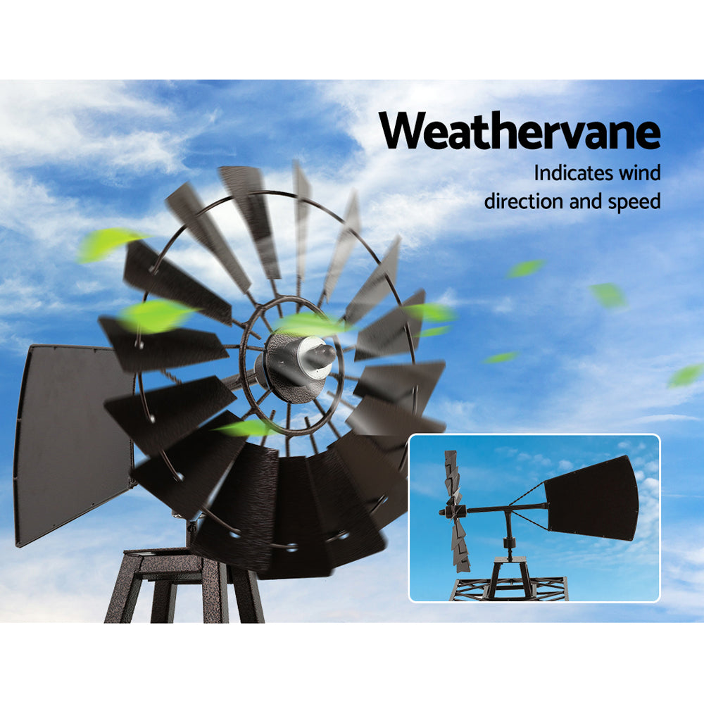Bronze Accented 120cm Garden Windmill - Decorative Metal Weathervane for Outdoor Spaces