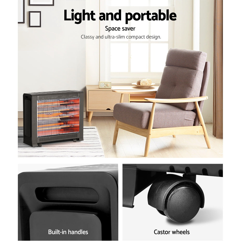 Devanti 2200W Portable Infrared Radiant Convection Heater with Adjustable Thermostat