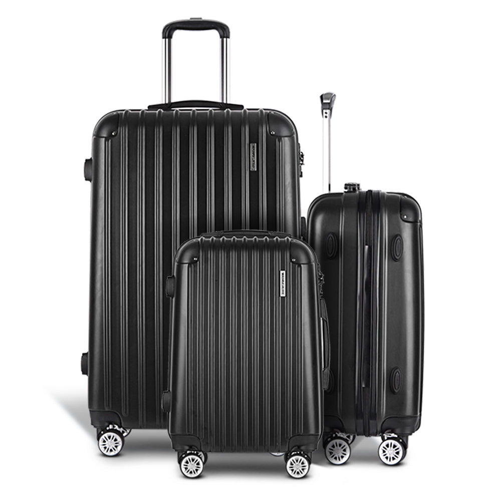 Wanderlite Black Ultra-Lightweight Hard Shell Travel Luggage Set - 3 Pieces