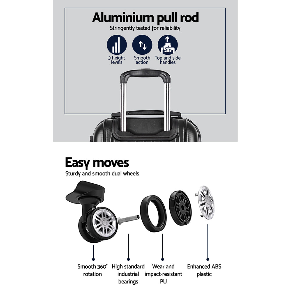 Wanderlite Black Ultra-Lightweight Hard Shell Travel Luggage Set - 3 Pieces