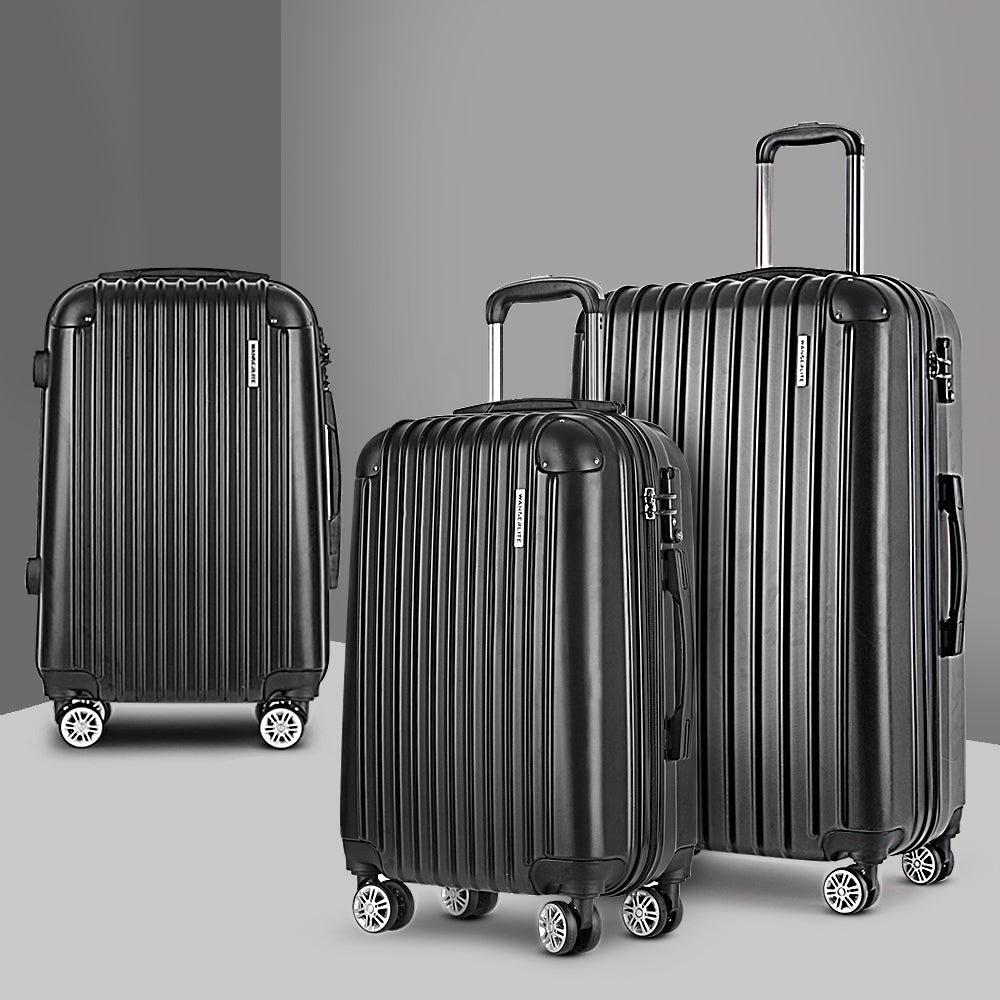 Wanderlite Black Ultra-Lightweight Hard Shell Travel Luggage Set - 3 Pieces