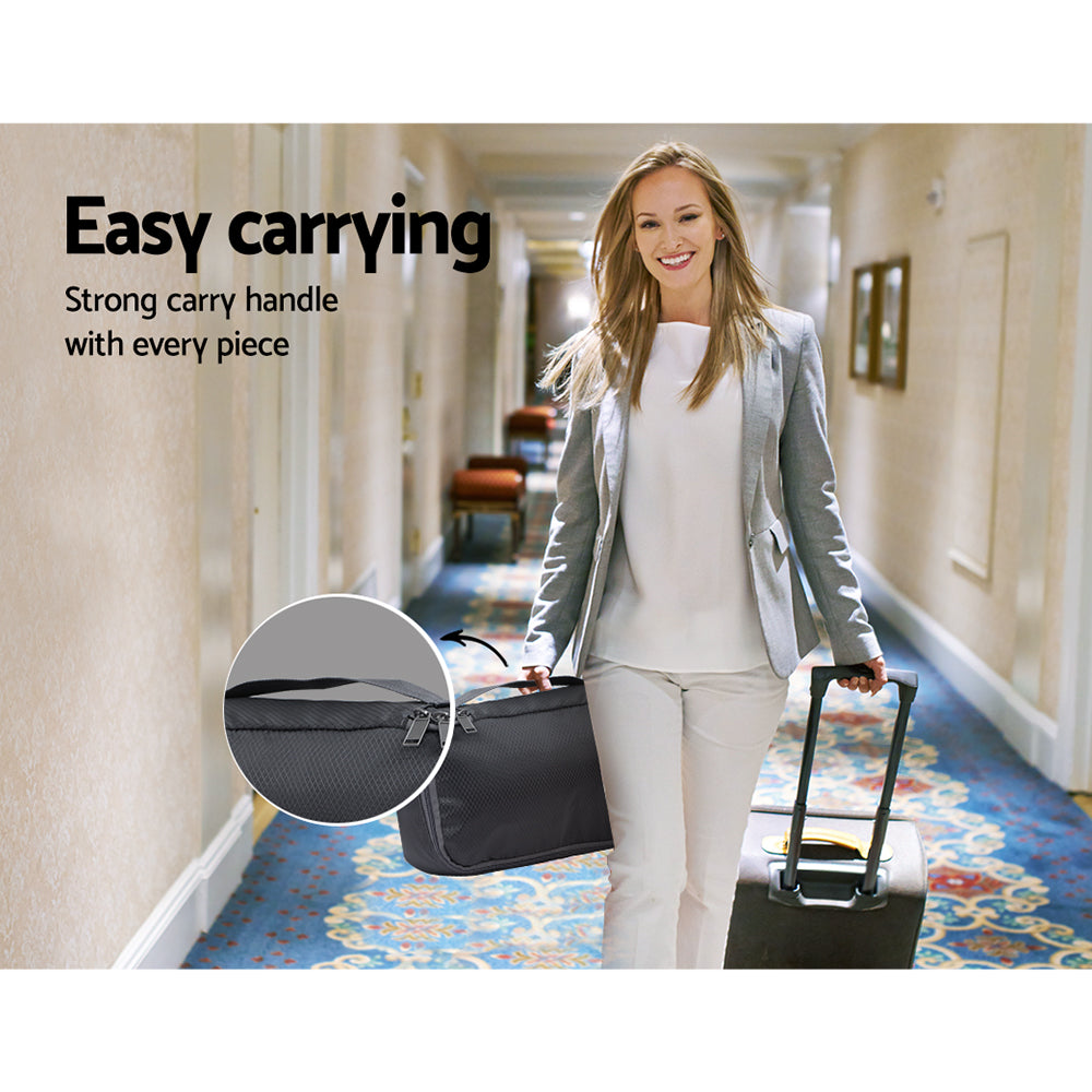 Wanderlite 7PCS Dark Grey Packing Cubes Travel Luggage Organiser Suitcase Storage Bag