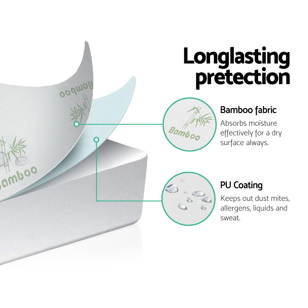 Giselle Bedding Double Bamboo Mattress Protector with Waterproof PU Coating