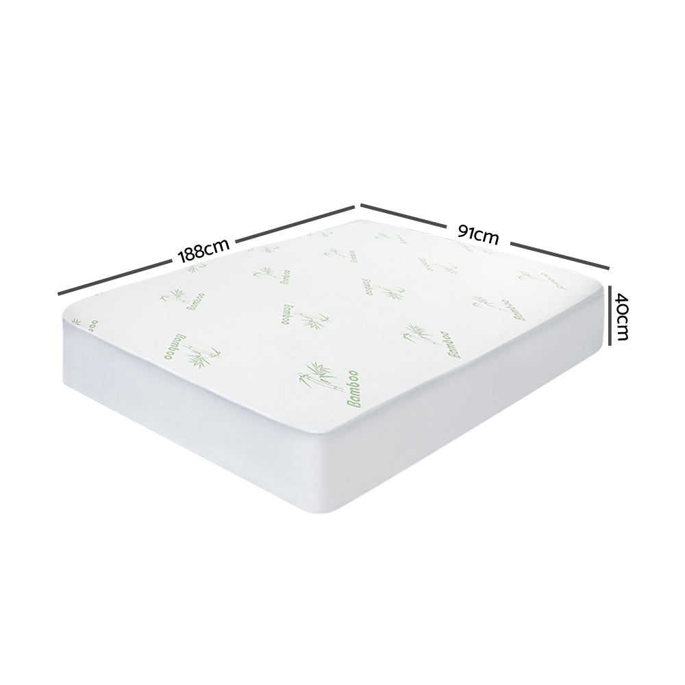 Giselle Bedding Bamboo Fabric Single Mattress Protector with Waterproof Coating