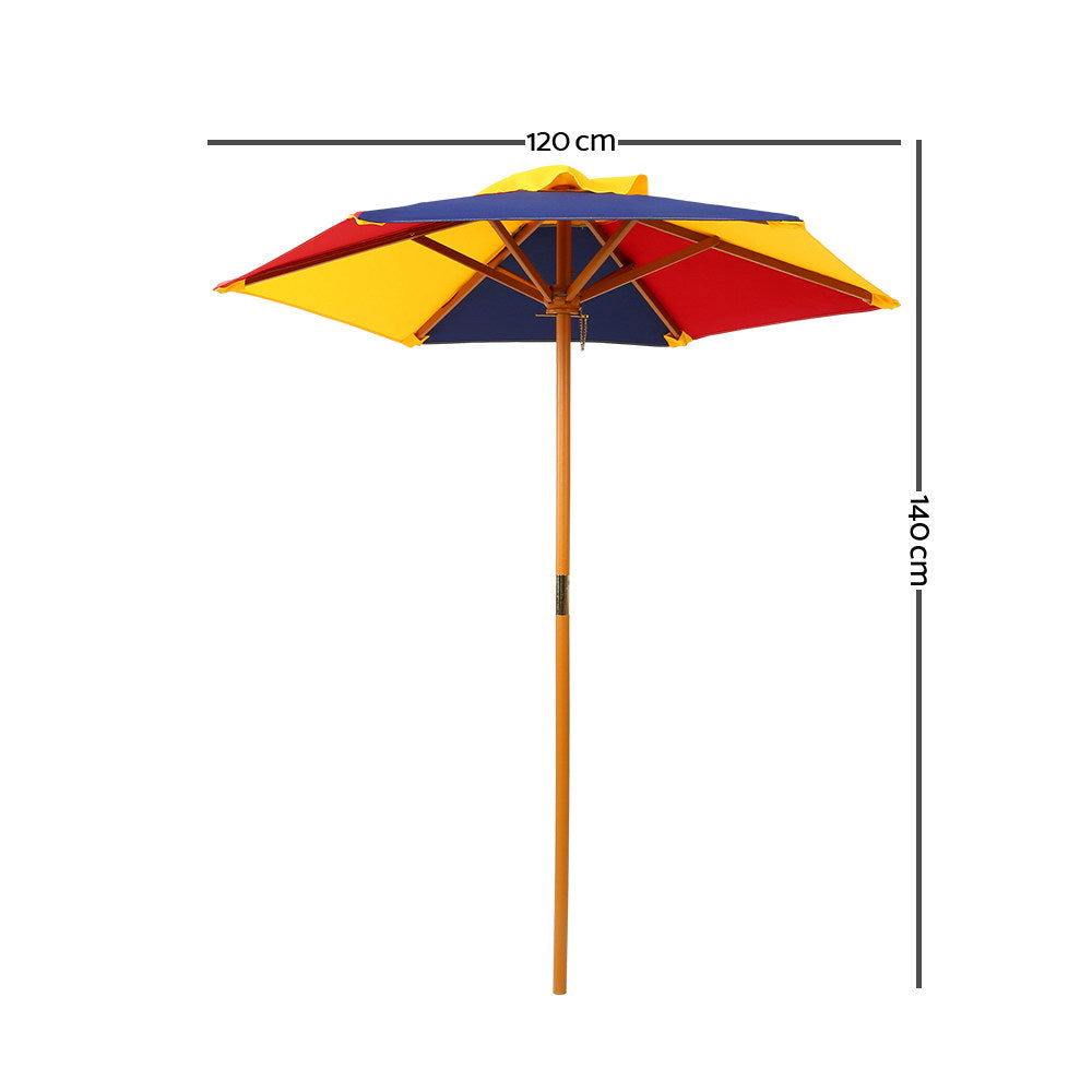 Keezi Vibrant Wooden Kids Picnic Table with Removable Umbrella