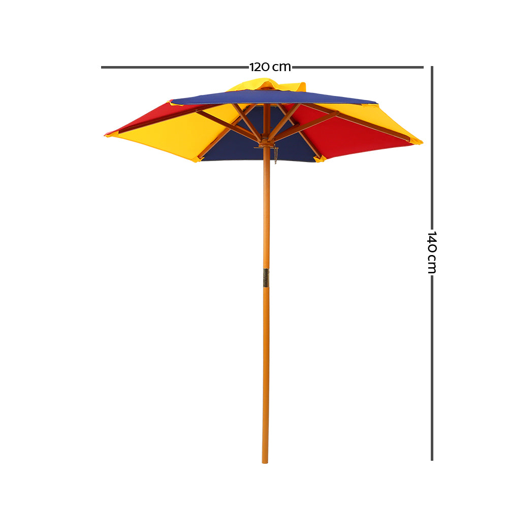 Keezi Kids Outdoor Wooden Picnic Table with Shade Umbrella