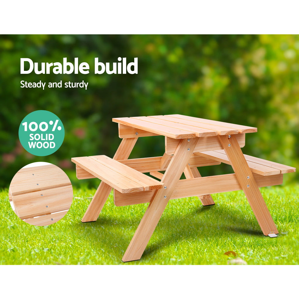 Keezi Kids Outdoor Wooden Picnic Table with Shade Umbrella