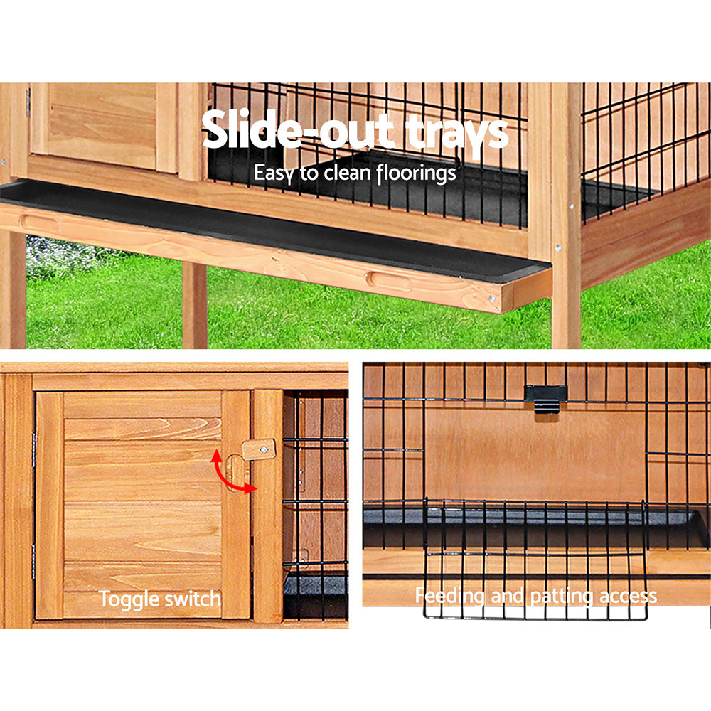 Cozy 70cm Wooden Pet Hutch with Easy Clean Slide-Out Tray