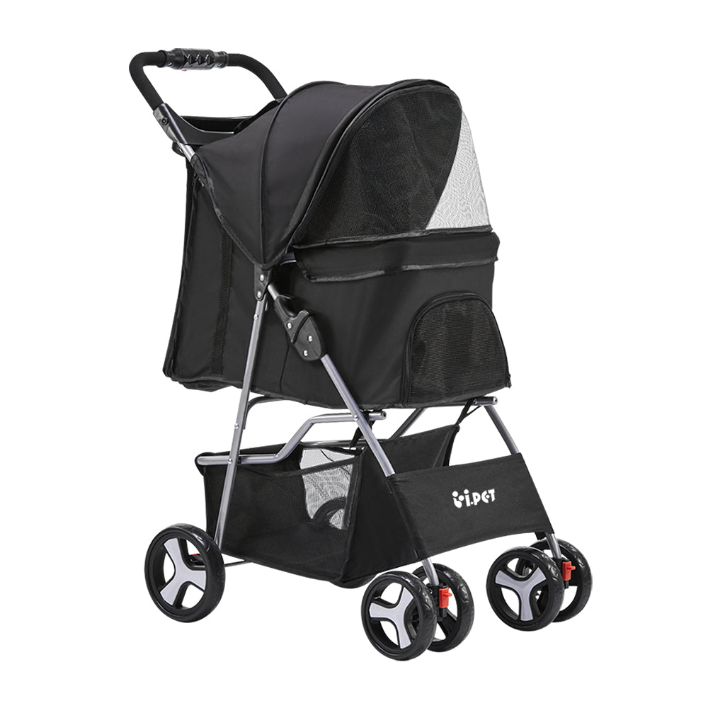i.Pet Compact 4-Wheel Pet Stroller - Black