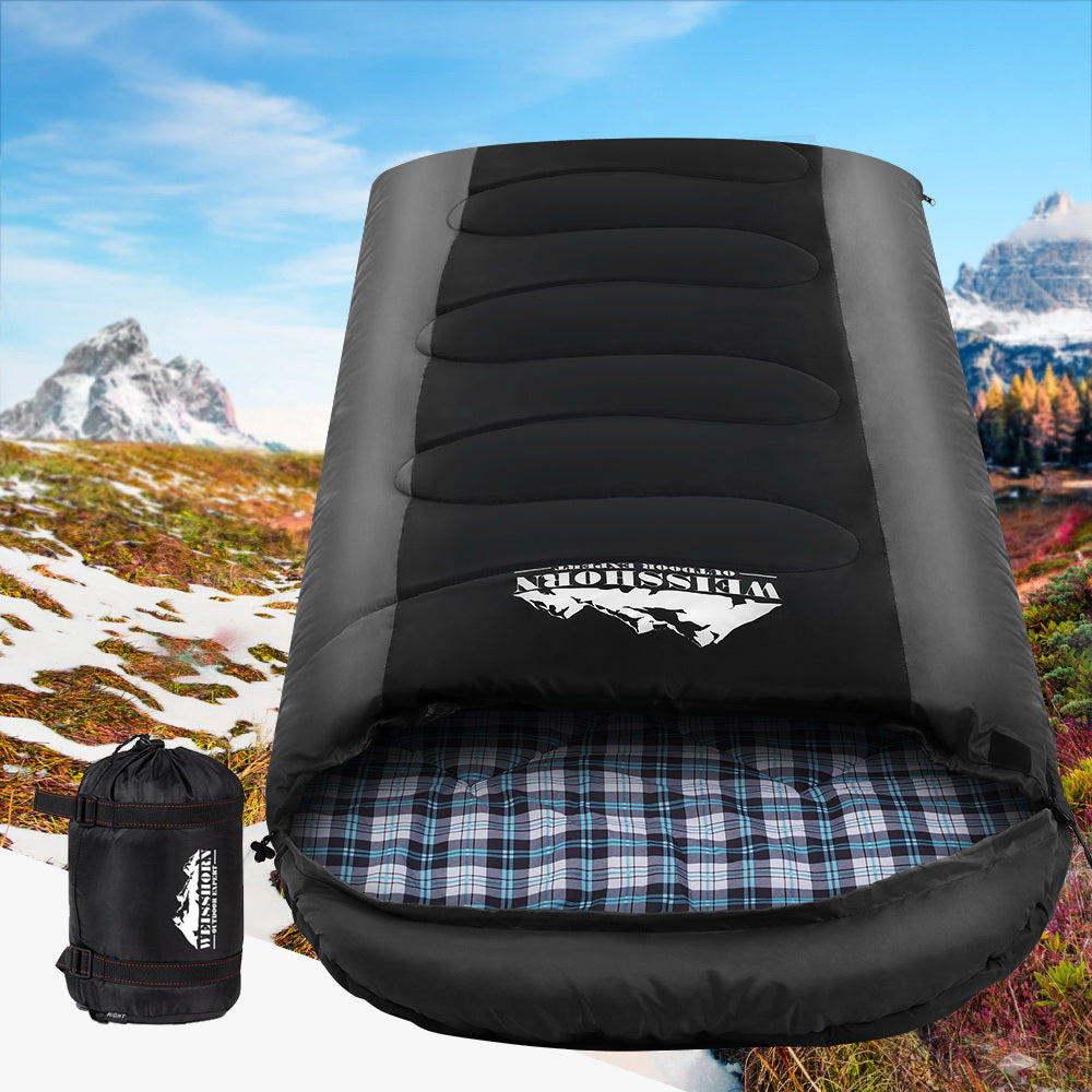 Weisshorn Sleeping Bag Single Thermal Camping Hiking Tent Black -20°C
